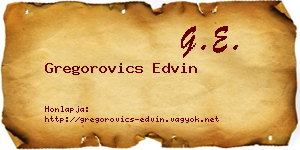 Gregorovics Edvin névjegykártya